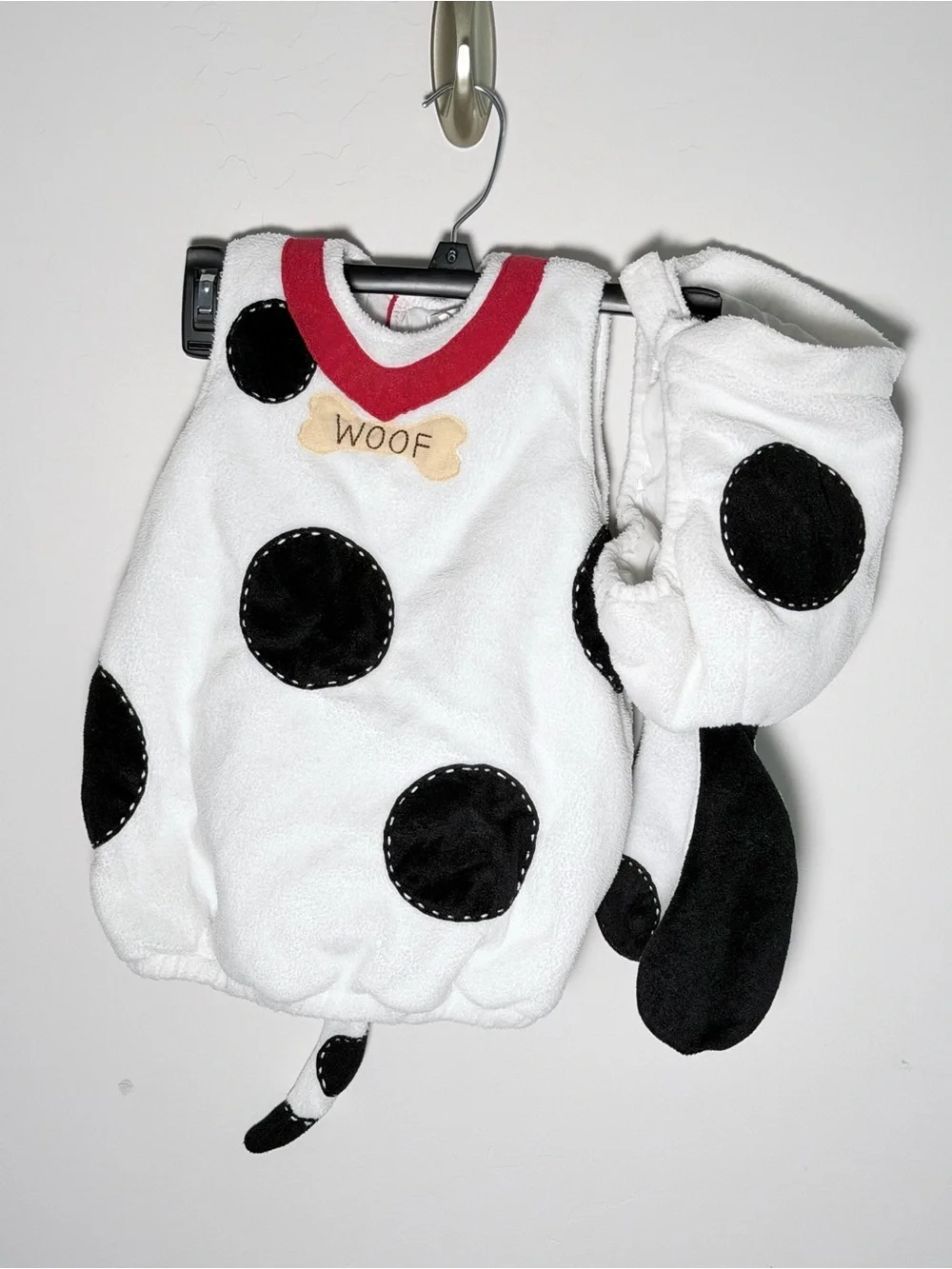 Pottery Barn Kids White and Black Dalmatian Costume with Red Collar Accent